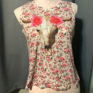 Ox Skull Floral Tank